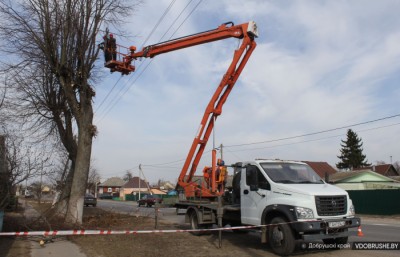 Добрушские Коммунальщики и энергетики активно приступили к обрезке и удалению аварийных деревьев под линиями электропередачи
